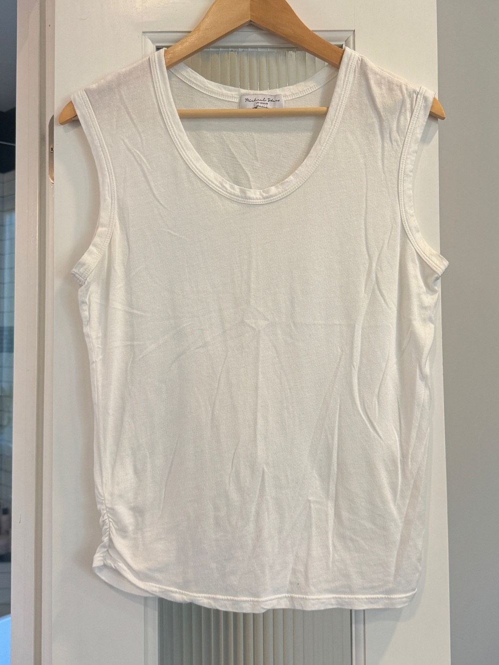 Michael Stars White Muscle Tank with Side Ruching Size S
